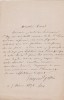 Lettre autographe signée. Eugène Gossin (1831-1896), prêtre, chanoine. 