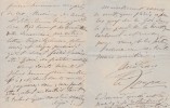 Lettre autographe signée. Marius Audran (1816-1887), chansonnier, ténor.
