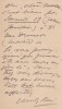 Lettre autographe signée. Charles Olivier René Bibard dit Charles-René (1863-1940), pianiste, compositeur, 2e second prix de Rome en 1883 et 1er ...