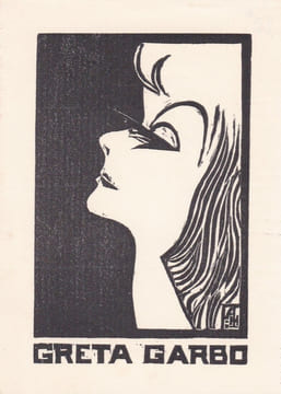 Ex-libris.. Greta Garbo, célèbre actrice (propriétaire) ; André Herry, aviateur (artiste), Ex-libris.