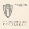  Ex-libris.. Abbaye d'Engelberg - Stiftsbibliothek Engelberg, Suisse (propriétaire), Ex-libris.