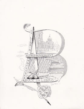  Ex-libris.. Alfred Bonsergent (propriétaire) ; Henry-André (artiste), Ex-libris.