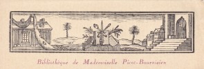  Ex-libris.. Mademoiselle [Odile] Picot-Bournisien, future épouse du graveur André Herry (propriétaire), Ex-libris.