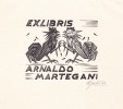  Ex-libris.. Arnoldo Martegani (propriétaire) ; Aldo Galli (artiste), Ex-libris.