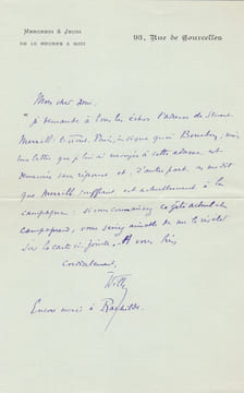 Lettre autographe signée à Alfred Vallette. Henri Gauthier-Villars dit Willy (1859-1931), écrivain.
