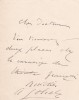 Lettre autographe signée. Auguste Joliet (1839-1915), acteur, pensionnaire de la Comédie-Française.