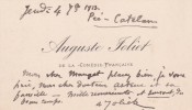 Lettre autographe signée. Auguste Joliet (1839-1915), acteur, pensionnaire de la Comédie-Française.