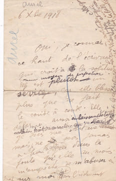 Lettre autographe signée à Elie Faure. Aurélie de Faucamberge, dite Aurel (1869-1948), femme de lettres, salonnière.