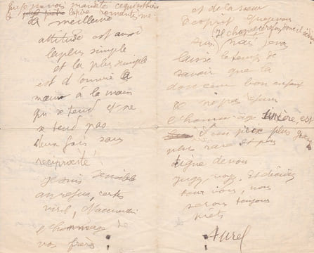 Lettre autographe signée à Elie Faure. Aurélie de Faucamberge, dite Aurel (1869-1948), femme de lettres, salonnière.