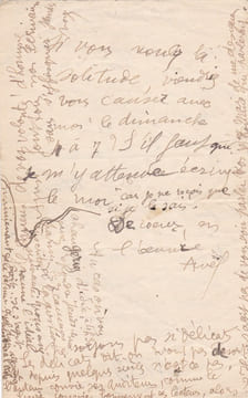 Lettre autographe signée à Elie Faure. Aurélie de Faucamberge, dite Aurel (1869-1948), femme de lettres, salonnière.