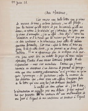 Lettre autographe signée à Elie Faure. Emmanuel Buenzod (1893-1971), écrivain, musicologue suisse (vaudois).