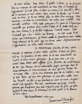 Lettre autographe signée à Elie Faure. Emmanuel Buenzod (1893-1971), écrivain, musicologue suisse (vaudois).
