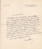 Lettre autographe signée à Elie Faure. Maurice de Fleury (1860-1931), psychiatre, criminologue, élève de Charcot.