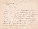 Lettre autographe signée à Elie Faure. Charles Vildrac (1882-1971), poète, écrivain libertaire, membre du Groupe de l'Abbaye.