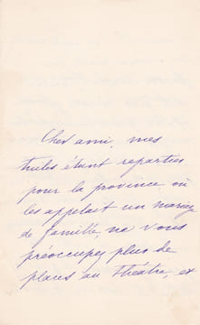 Lettre autographe signée à Catulle Mendès. Charlotte Raynard (XIXe), actrice des boulevards.