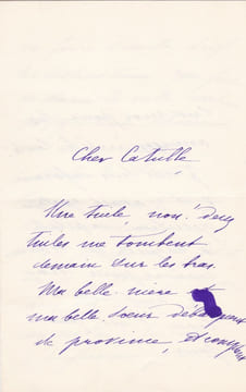 Lettre autographe signée à Catulle Mendès. Charlotte Raynard (XIXe), actrice des boulevards.