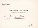 Carte autographe. Gaston Moyse (1895-1976), ingénieur-constructeur, fondateur d'une société qui fit notamment des locotracteurs.
