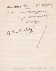 Lettre autographe signée à Arthur Mangin. Armand Audiganne (1814-1875), économiste & historien.
