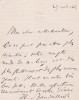 Lettre autographe signée à Arthur Mangin. Henri Baudrillart (1821-1895), économiste & journaliste.