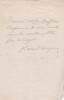 Lettre autographe signée à Arthur Mangin. Emile Bérard-Varagnac (1849-1925), homme de lettres, conseiller d'Etat.