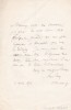 Lettre autographe signée à Arthur Mangin. Ernest Bersot (1816-1880), philosophe.