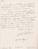 Lettre autographe signée à Arthur Mangin. Pierre-Paul Dehérain (1830-1902), agronome.