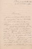 Lettre autographe signée à Arthur Mangin. Joseph Durieu de Leyritz (XIXe), avocat.