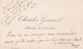 Carte autographe à Arthur Mangin. Charles Giraud (1802-1881), juriste, membre de l'Institut & Maurice Block (1816-1901), statisticien & économiste.