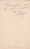 Lettre autographe signée à Arthur Mangin. Yves Guyot (1843-1928), économiste, journaliste, homme politique.