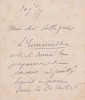 Lettre autographe signée à Arthur Mangin. Frédéric Passy (1822-1912), économiste, homme politique, pacifiste, premier prix Nobel de la Paix en 1901.