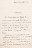 Lettre autographe signée à Arthur Mangin. Georges Picot (1838-1909), juriste, historien, philanthrope.