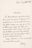Lettre autographe signée à Arthur Mangin. Georges Picot (1838-1909), juriste, historien, philanthrope.