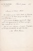 Lettre autographe signée à Arthur Mangin. Adolphe Saint-Lanne (1846-1929), journaliste, avocat.