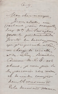 Lettre autographe signée à Arthur Mangin