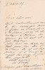 Lettre autographe signée à Arthur Mangin. Charles Vergé (1810-1890), jurisconsulte, collaborateur de Dalloz.