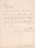 Lettre autographe signée à Arthur Mangin. Louis Vignon (1859-1932), professeur à l'école coloniale, fonctionnaire.