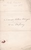 Lettre autographe signée à Arthur Mangin. Emile Yvernes (1830-1899), Chef de bureau de la statistique et des casiers judiciaires au Ministère de la ...