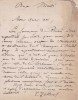 Lettre autographe signée à Arthur Mangin. Jules Zeller (1820-1900), historien.