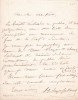 Lettre autographe signée. Hippolyte Royer-Collard (1802-1850), médecin, professeur d'hygiène, membre de l'Académie de Médecine.