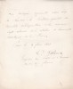 Lettre autographe signée. Léon Lalanne (1811-1892), ingénieur, homme politique.