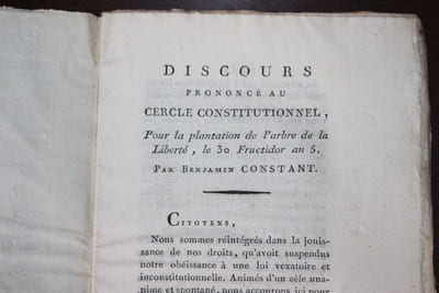 Discours prononcé au Cercle Constitutionnel, pour la plantation de l'arbre de la Liberté, le 30 Fructidor an 5.