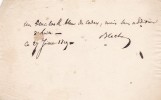 Pièce autographe signée. Jean-Gaston-Marie dit Gaston Blache (XIXe), médecin de l'hôpital Cochin, médecin du prince royal.