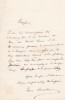 Lettre autographe signée. Éloy-Ernest Forestier de Boinvilliers (1799-1886), avocat, bâtonnier, député de la Seine, sénateur.
