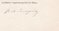 Pièce signée. Philippe La Beaume de Bourgoing (1827-1882), homme politique, inspecteur général des Haras, député de la Nièvre.