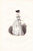 Gravure aquarellée et gommée, ca.1840 : la grande dame de 1830.. Paul Gavarni,