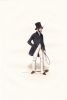Gravure aquarellée et gommée, ca.1840 : le sportsman parisien.. Paul Gavarni,