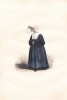 Gravure aquarellée et gommée, ca.1840 : la soeur de charité.. Paul Gavarni,