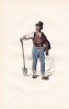 Gravure aquarellée et gommée, ca.1840 : l'homme du peuple.. Paul Gavarni,