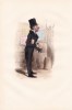 Gravure aquarellée et gommée, ca.1840 : le défenseur officieux en justice de paix.. Honoré Daumier, 