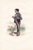 Gravure aquarellée et gommée, ca.1840 : le bourgeois campagnard.. Honoré Daumier, 